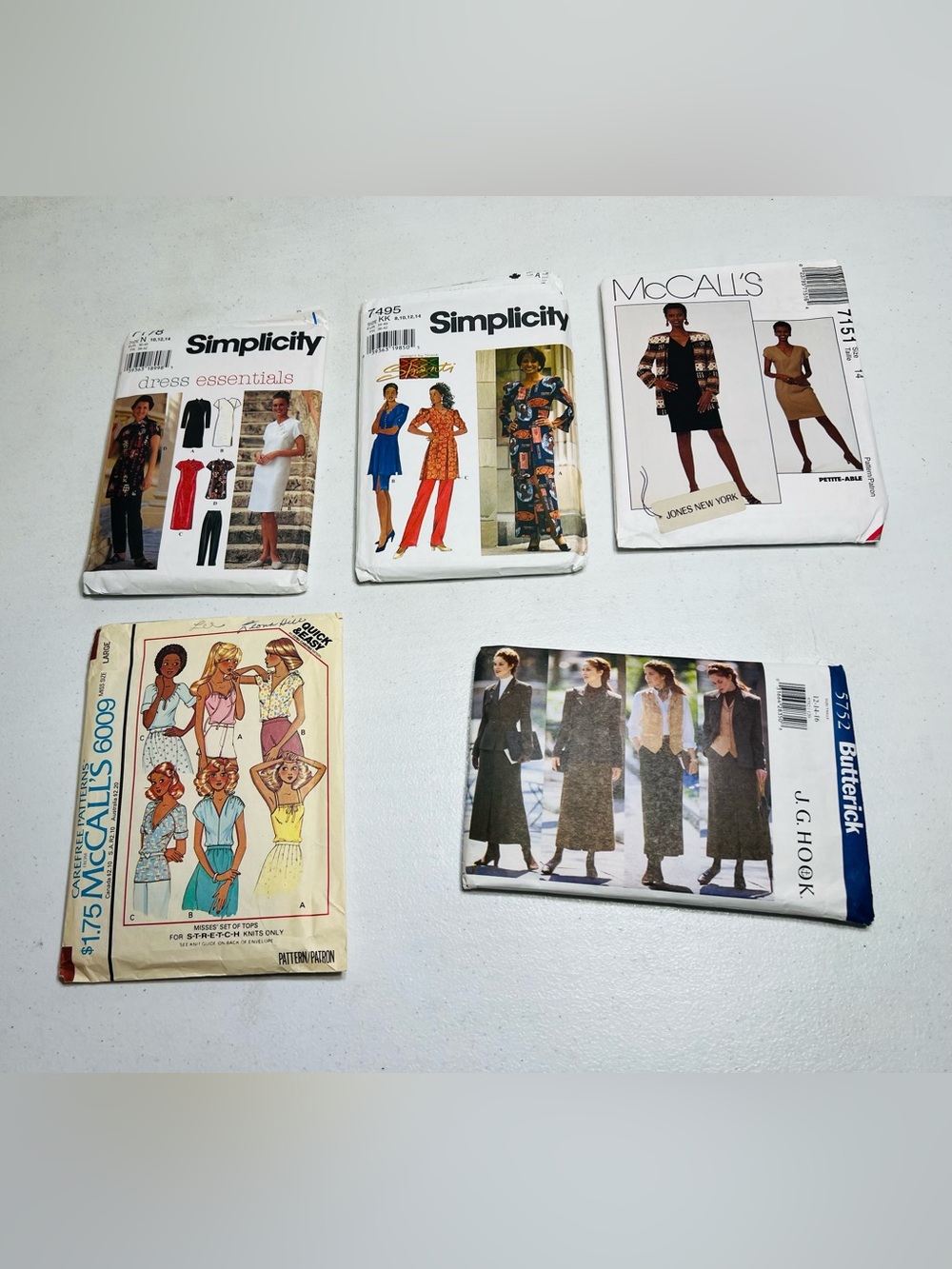 Vintage Women’s Sewing Patterns Lot 5 McCall’s Simplicity Butterick 1970s 90s